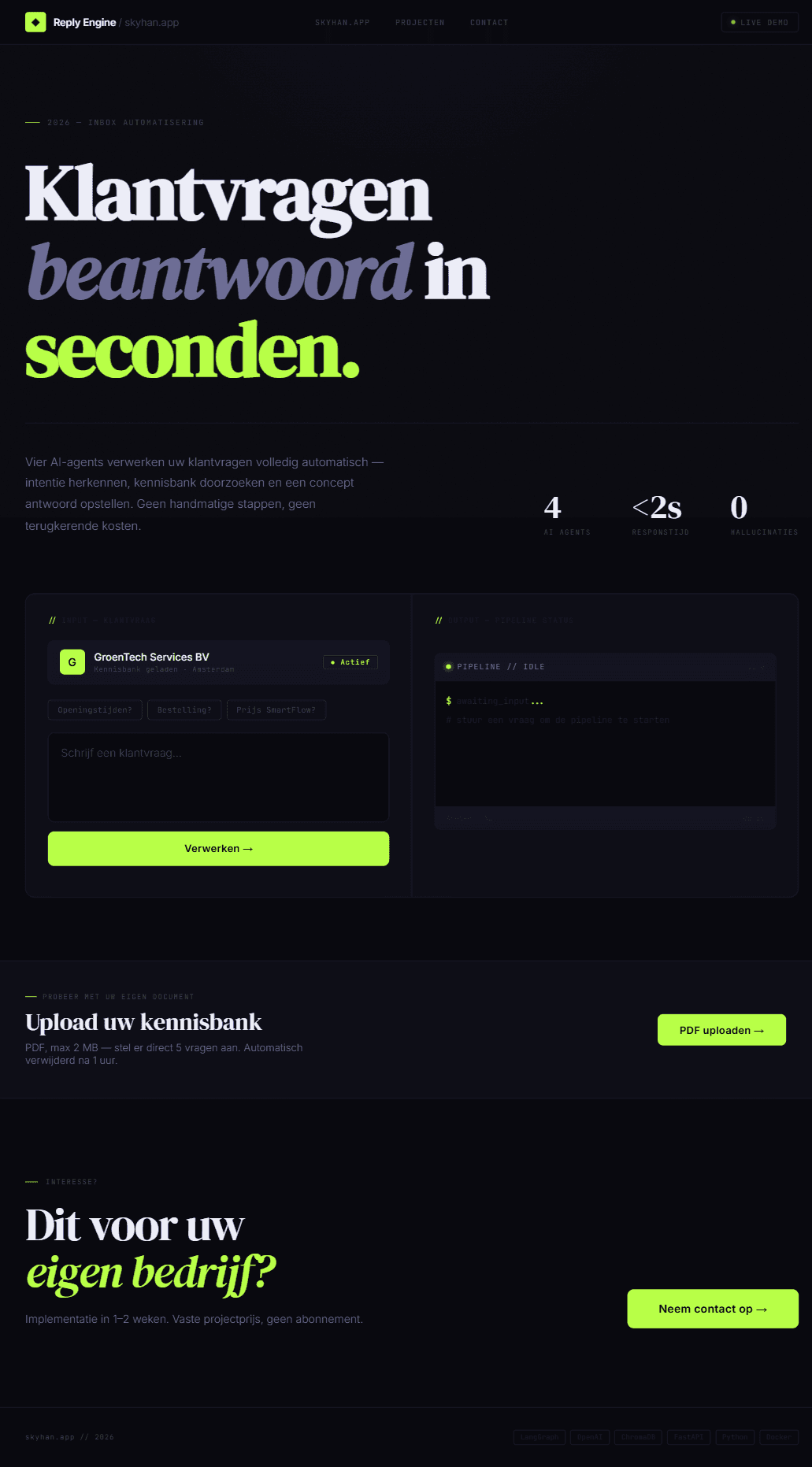 Reply Engine — projectbeeld